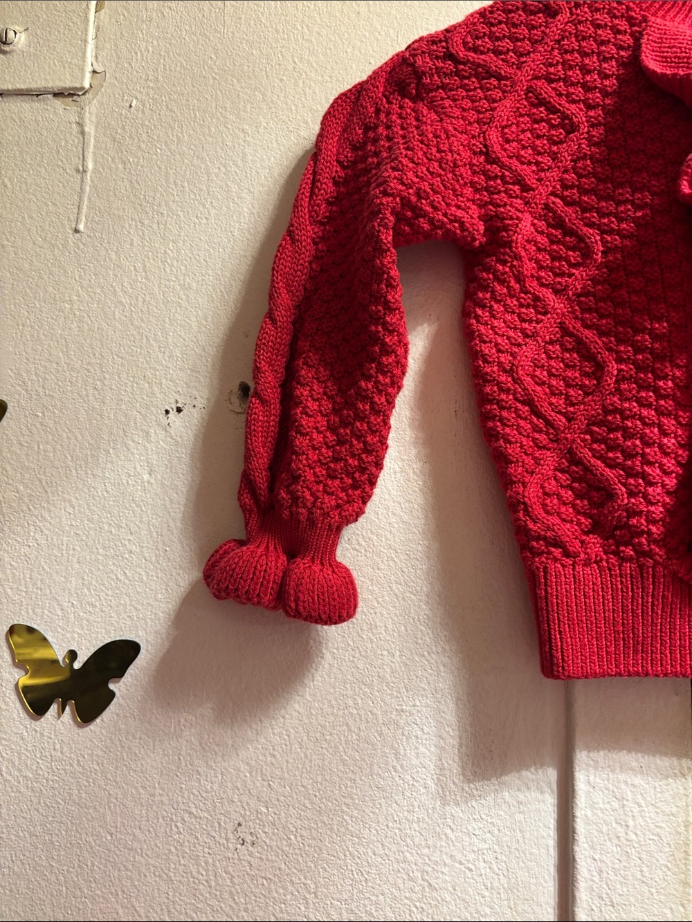 GAP Red Ruffle Cable Knit Sweater - Picture 4 of 5